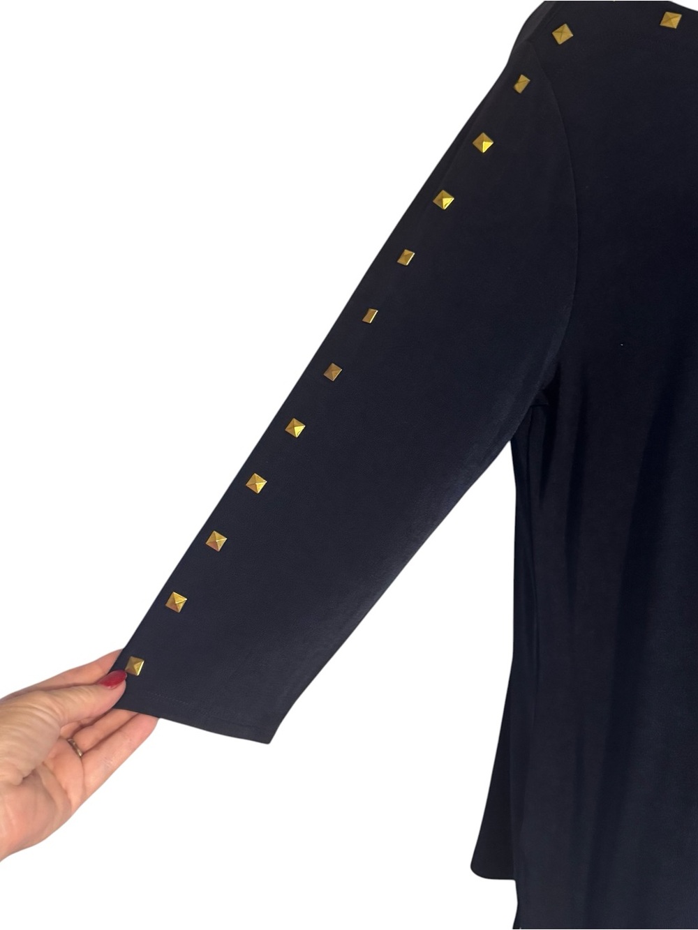 Chico's Navy Tunic w/Gold Stud Trim *TRAVELERS COLLECTION* LARGE/XLARGE #3 - Picture 3 of 8